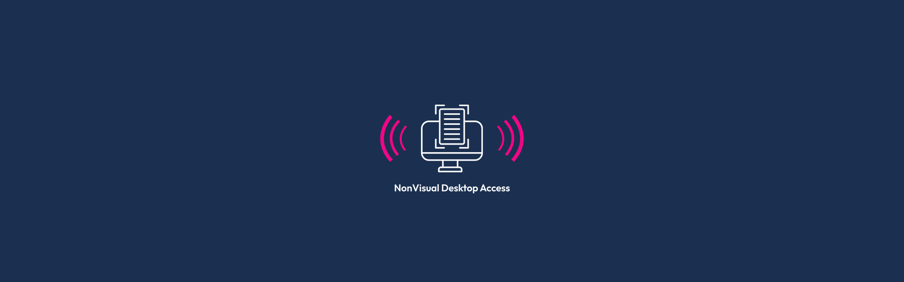 Windows NVDA screen readers; graphic of a computer with sound waves coming out of either side.